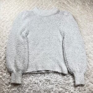 ASOS DESIGN Sweater Women's 4 Mock Neck Puff Sleeve Textured Knit Top Gray Cozy